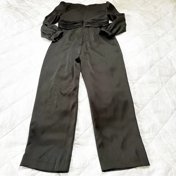 IEENA FOR MAC DUGGAL Evening Ruched Plunging Neck Jumpsuit Black 12 NWOT NEW - Picture 10 of 10